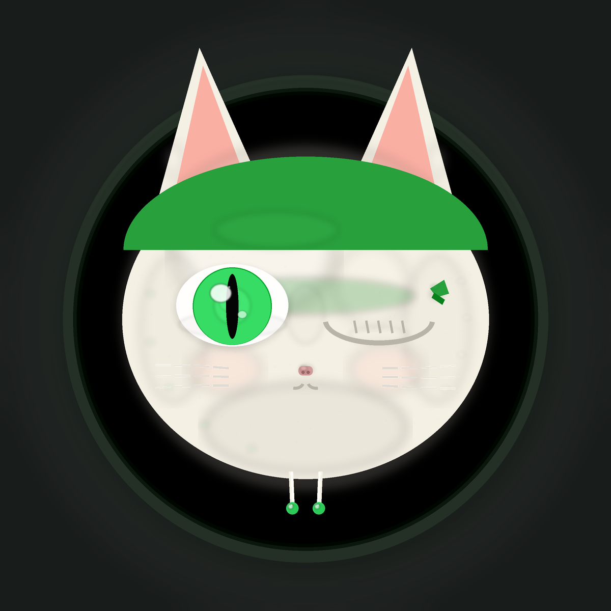 Hoodcat NFT variant, winking with bandana